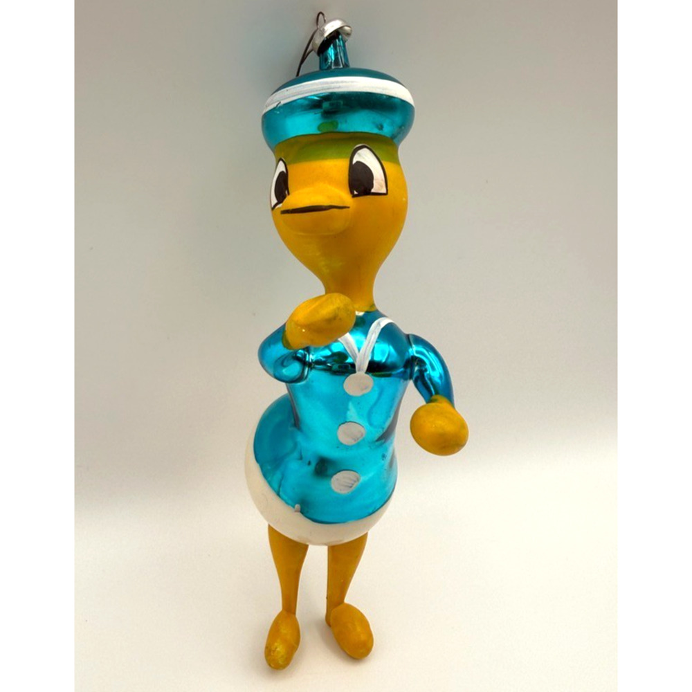 De Carlini Donald Duck Ornament Hand Blown Glass Italy Anthropomorphic Vintage